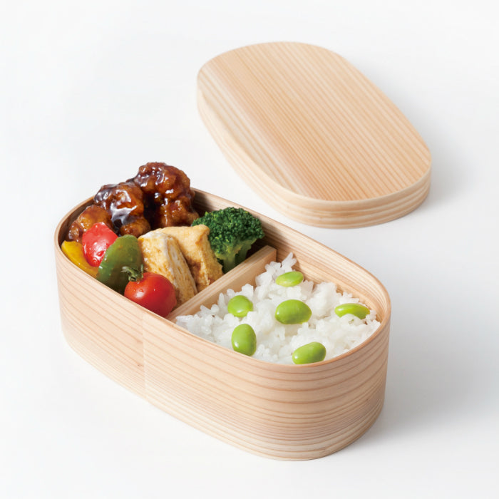 Japanese cedar bento box, plain wood, cover and stand lid