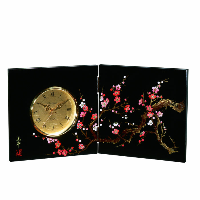 Lacquerware Wooden Folding Screen Clock Korin