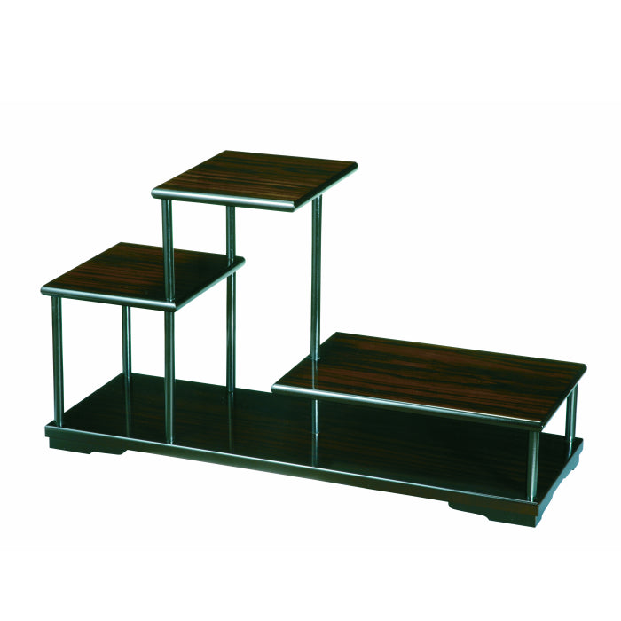Wooden flower stand, decorative shelf, three tiers, ebony look, base plate
