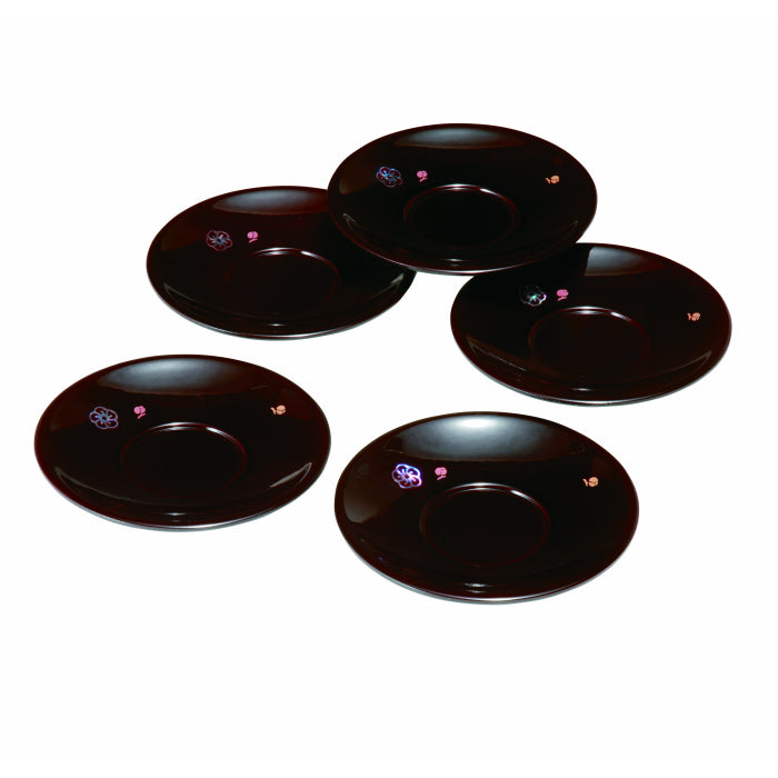 Tea bowl with plum shells, 12cm, set of 5