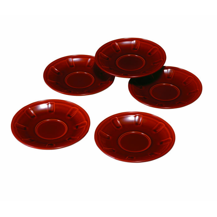 Tea tray, vertical grain, double-sided Shunkei lacquer, 12cm, set of 5