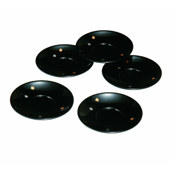 Tea tray, black houndstooth, set of 5