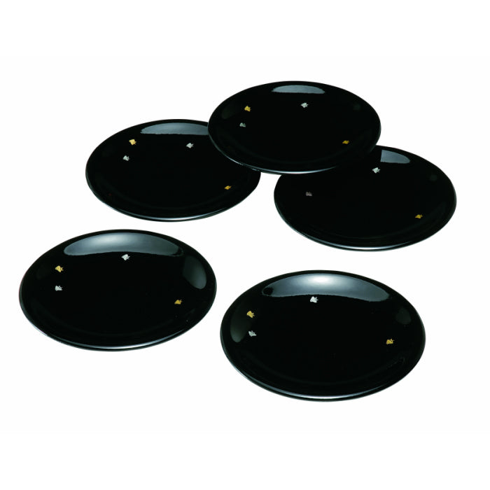 Individual plates, black, houndstooth, set of 5