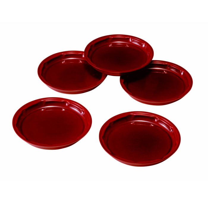 Vertical grain individual plates, double-sided Shunkei lacquer, set of 5