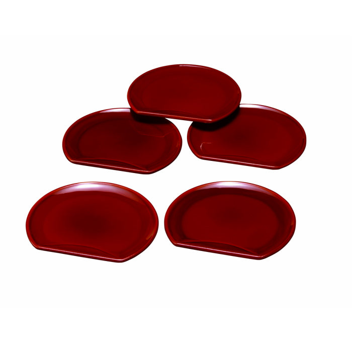 Half-moon individual plates, double-sided Shunkei lacquer, set of 5 plates, small plates
