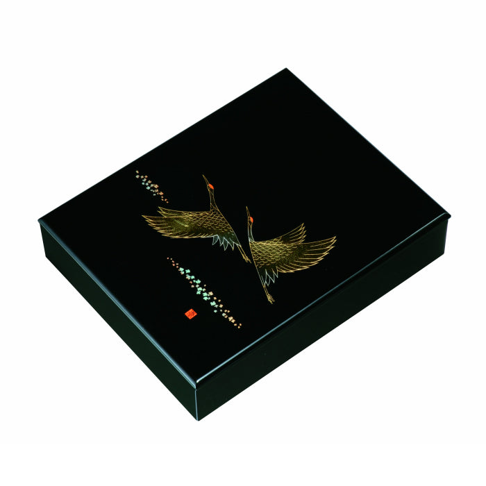 Bunko Black Lacquer Crane Dance