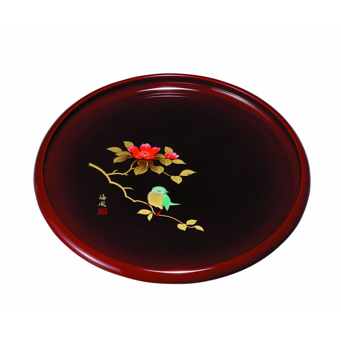 Round tray 30cm, tamari, twittering (gold lacquer, morie)