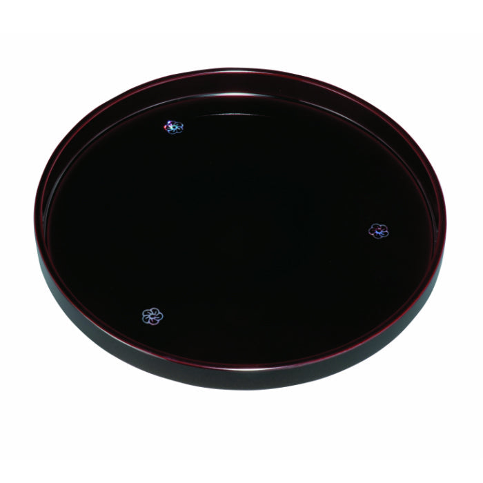 Round tray, 30cm, Yamato plum, Kishu lacquer