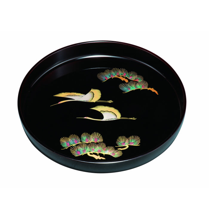 Round tray, 33cm, tamari, gold crane