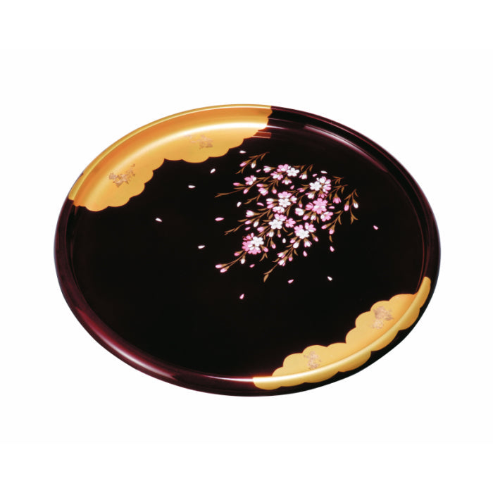 全2サイズ】 丸盆 お盆 溜 金雲さくら 桜 – 山家漆器店