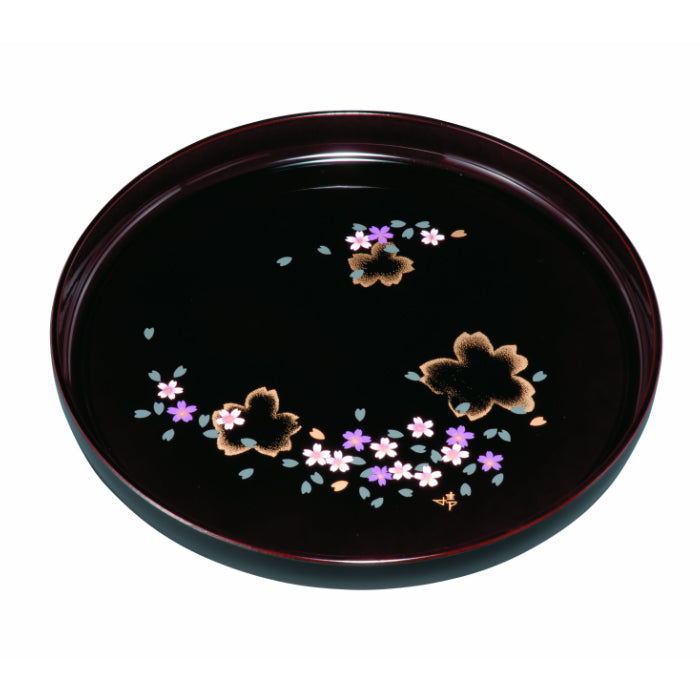 Round tray, 30cm, Sakura Roman, Kishu lacquer