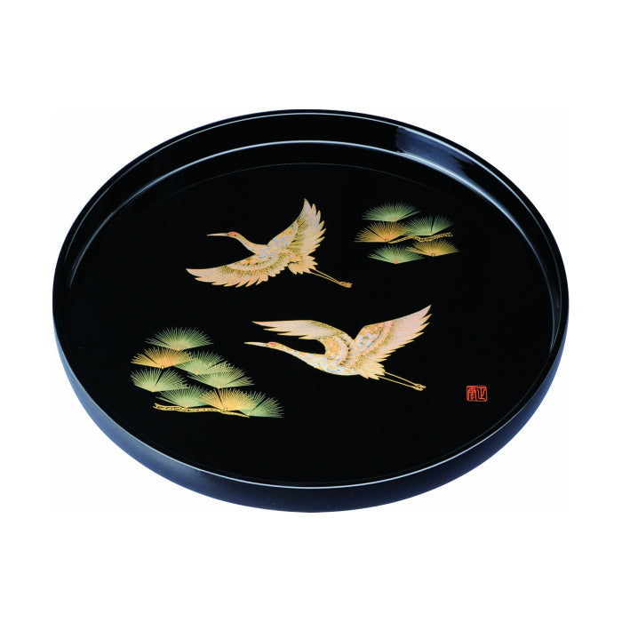 PC Round Tray Black Kokkuru 30cm