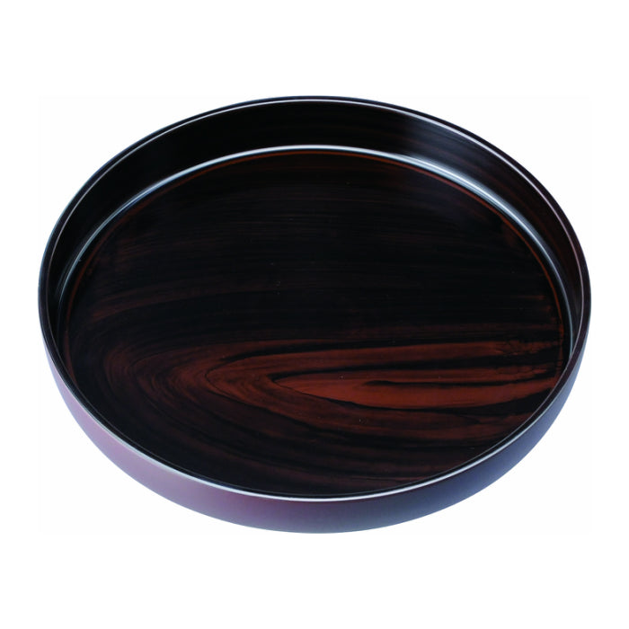 Round tray, black tan wood, non-slip, anti-slip