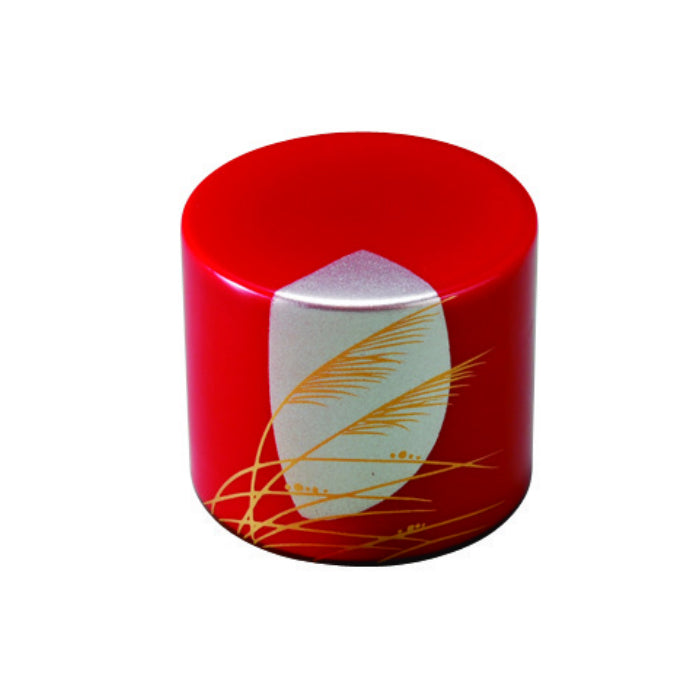Round lacquer paperweight, red moon