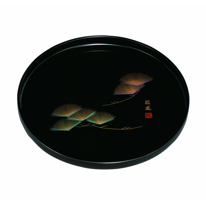 Round tray, black, Nishikimatsu, 9 inches, 27cm