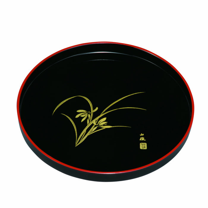 Round tray, black, orchid, tray