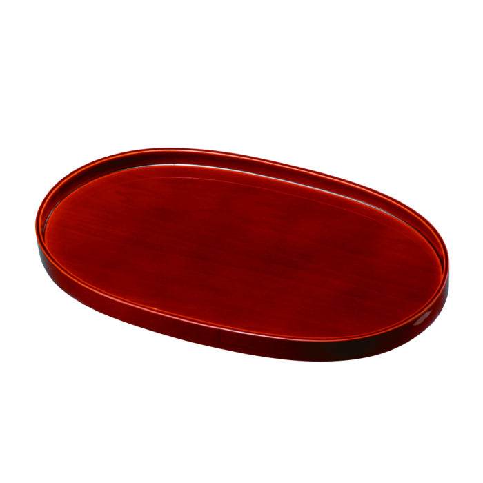 Wooden oval tray, 33cm, Shunkei lacquer tray