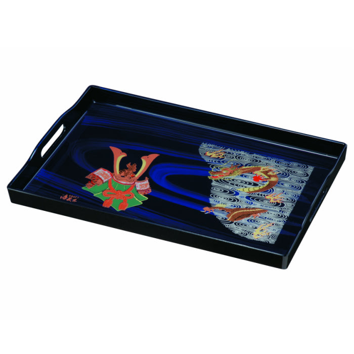 PC Long Tray Blue Wood Grain Cloud Dragon Helmet 42cm 15.5cm Tray