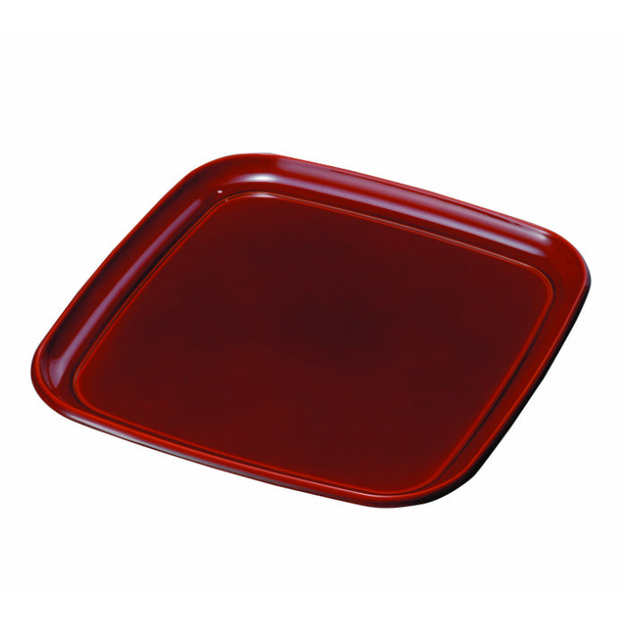 Square tray, four-sided tray, Kishu double-sided Shunkei lacquer, vermilion, red
