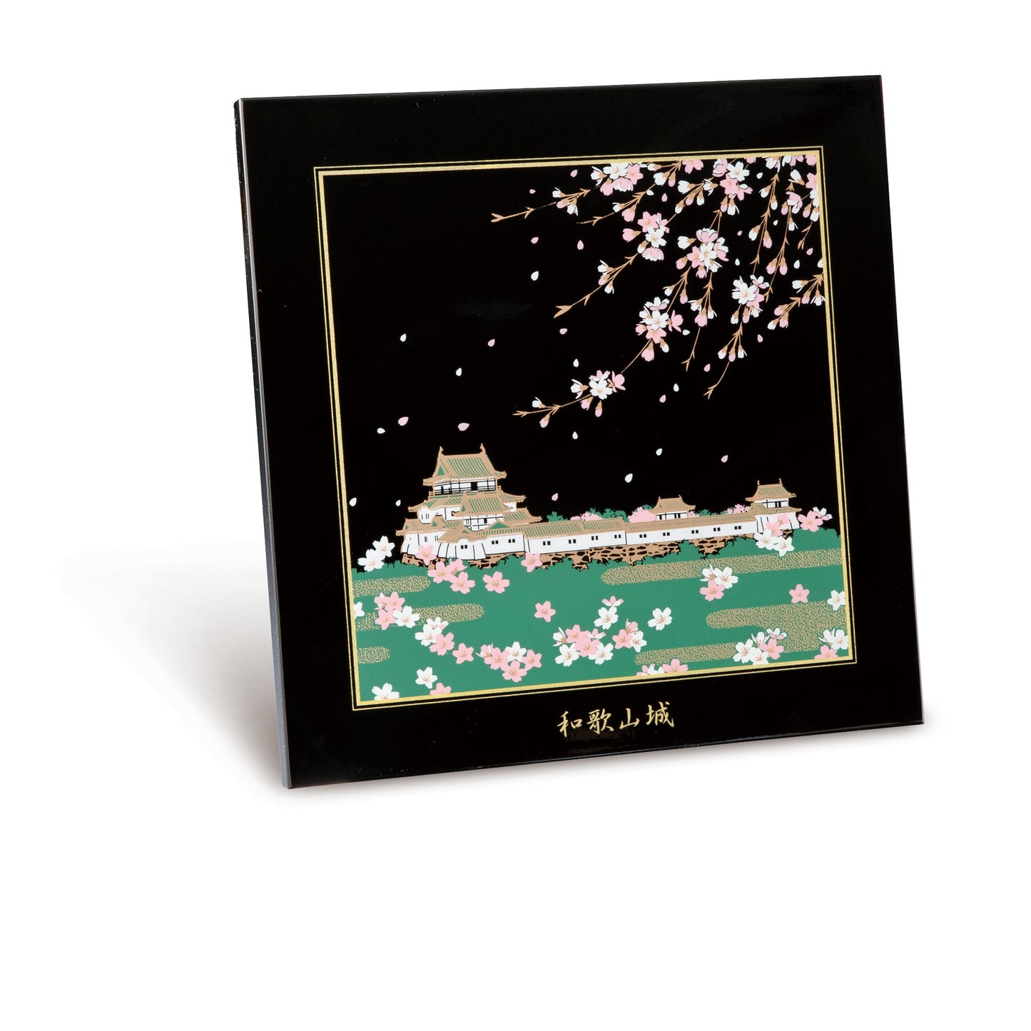 Makie frame Wakayama Castle with cherry blossoms Art