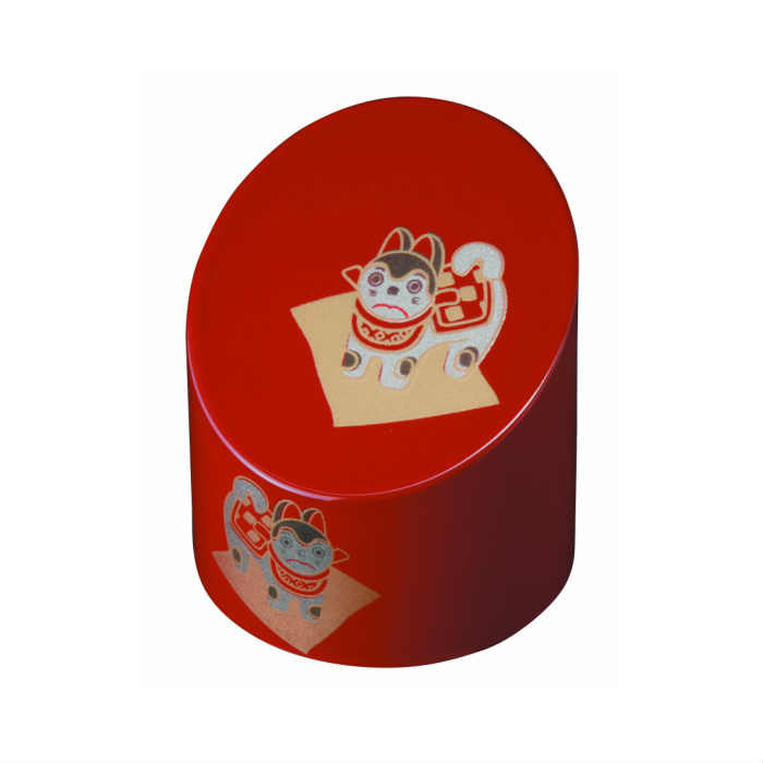 Lacquerware Bamboo Paperweight Vermilion Komainu