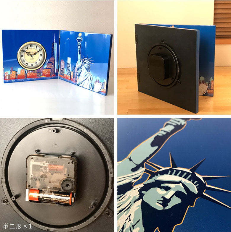 Lacquer Wooden Folding Screen Clock New York America Ver.