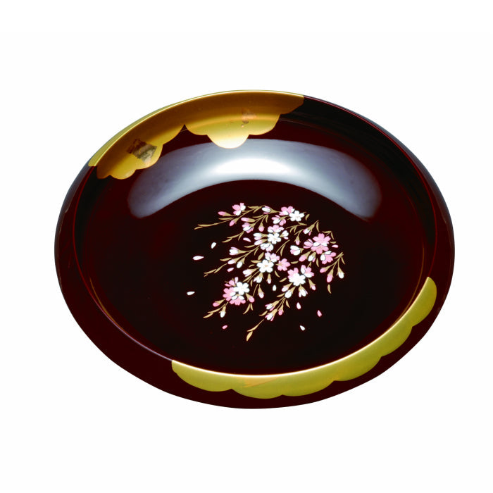 7.5 Plum-shaped confectionery bowl, tamari, gold cloud cherry blossom