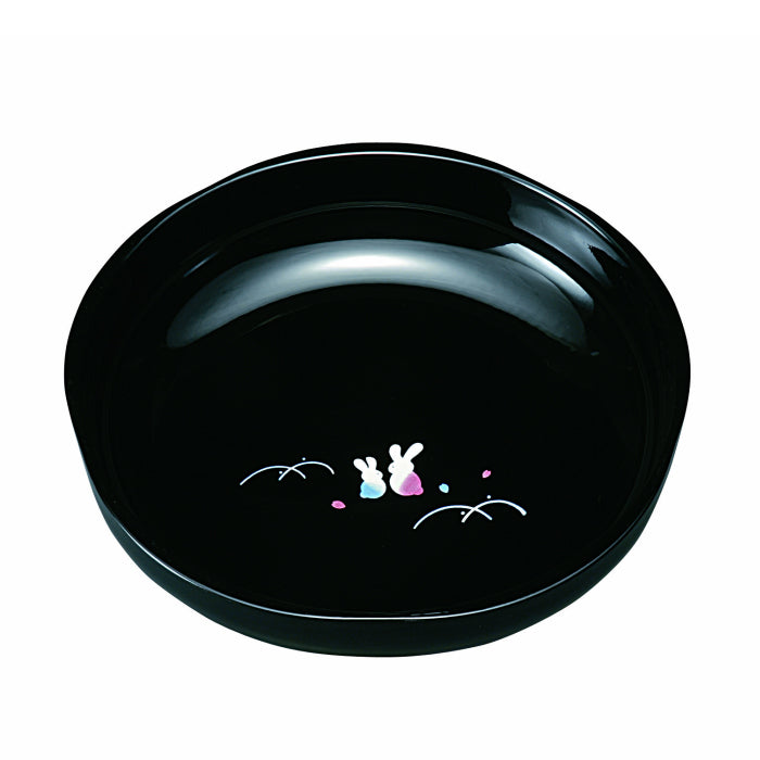 Plum-shaped confectionery bowl, black, lacquerware, dream rabbit