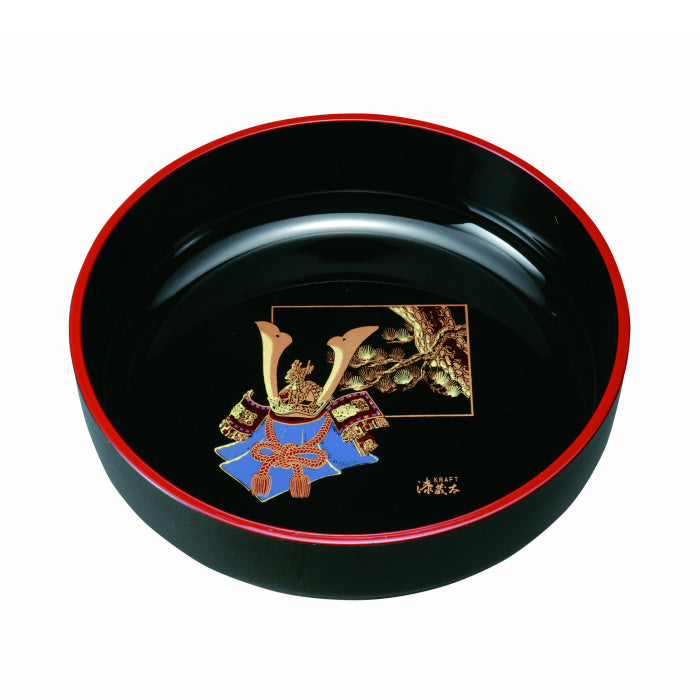 Black confectionery bowl with gold lacquer and Homare Kabuto