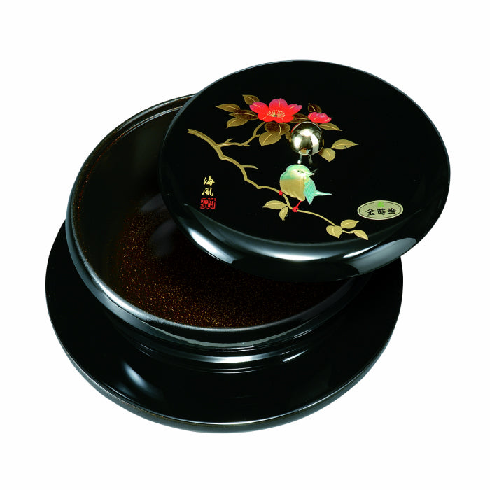 Round Tray with Cake Container, Black, Saezuri