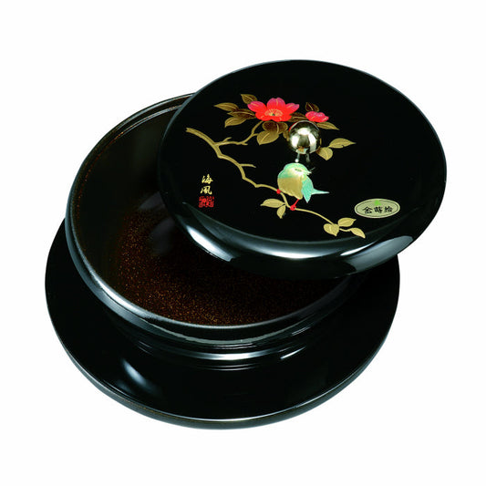 带蛋糕容器的圆形托盘 黑色 Saezuri