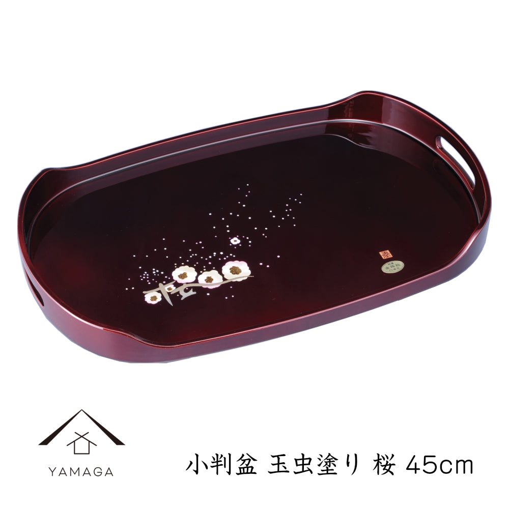 Oval tray 45cm Tamamushi lacquer Sakura