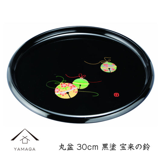 圆形托盘 蓬莱之铃 黑漆 30 厘米