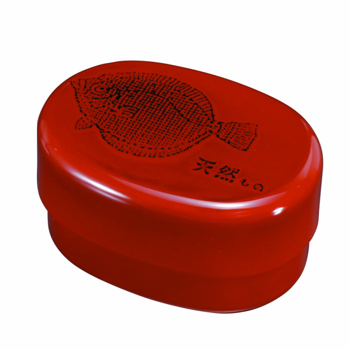 Small oval bento box, Negoro, Hirame (without inner core), with sticker