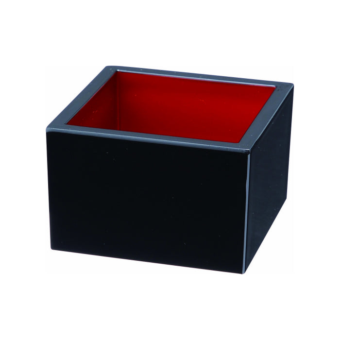Lacquered masu, black with red interior, can be personalized