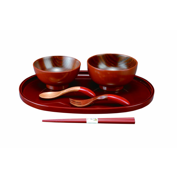 Lacquer bowl set for children, vermilion