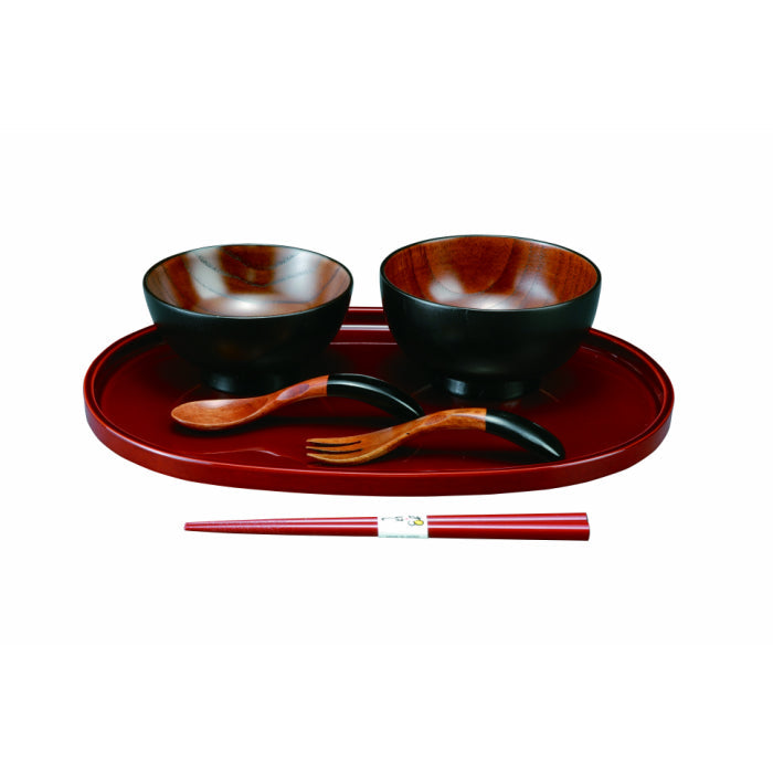 Lacquer bowl children's set, black