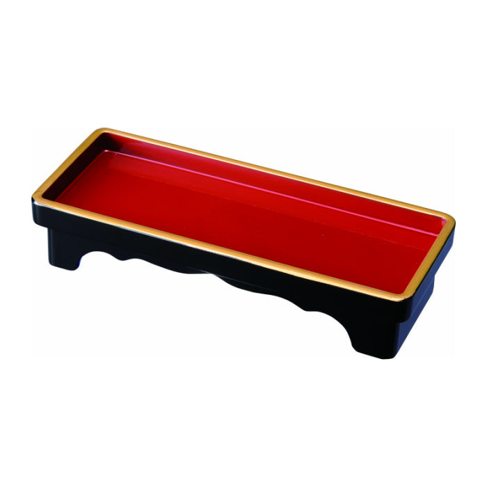 Tea ceremony table, Buddhist altar tableware, black with red interior, with gold rim