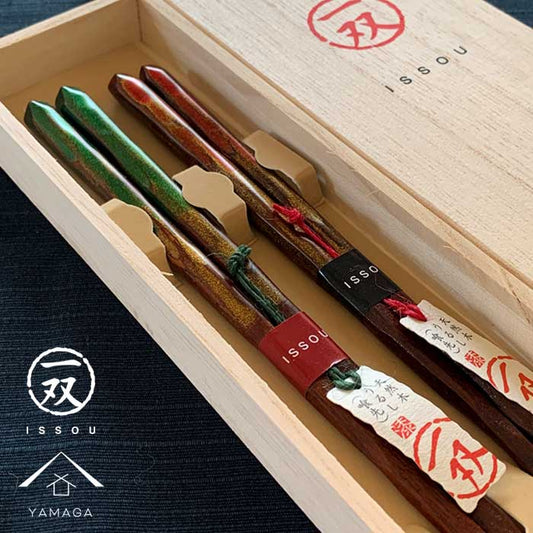 夫婦箸 ギフト桐箱付 ペアセット 古代の煌き 23cm・21cm