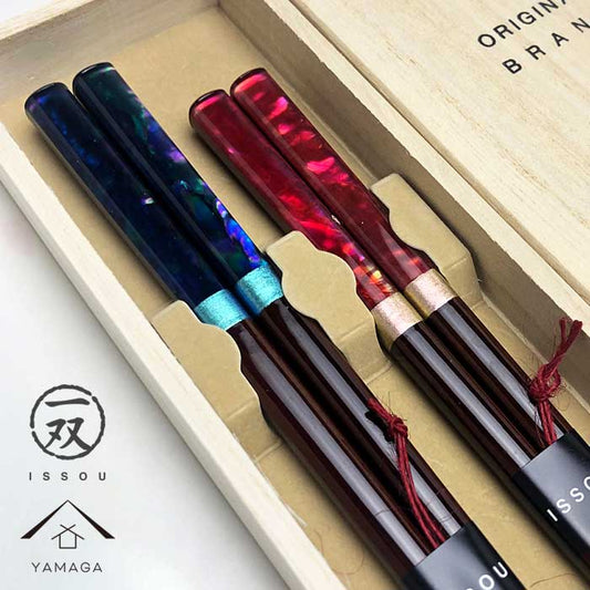 【食洗機対応】 木製 夫婦箸 ギフトペアセット まぼろし貝 23cm・21cm