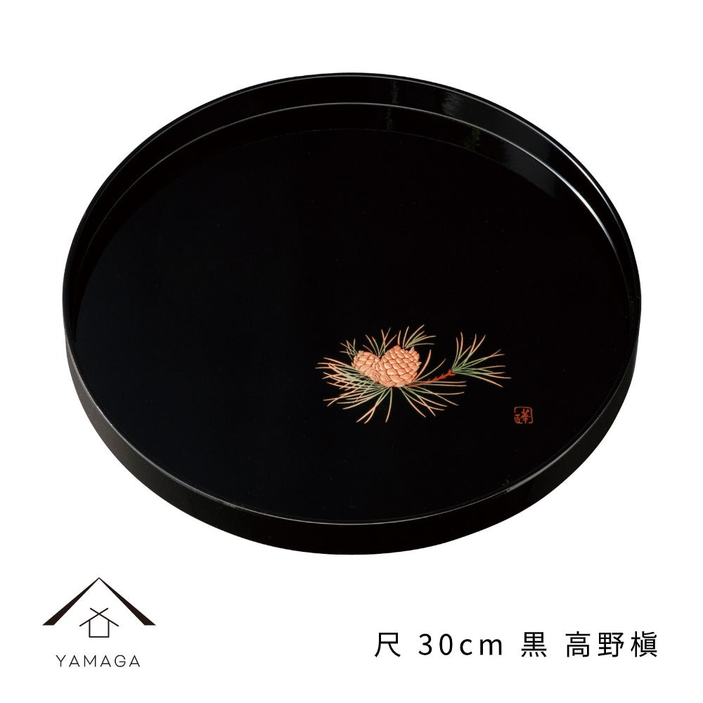 Round tray, black, Takanomaki, tray
