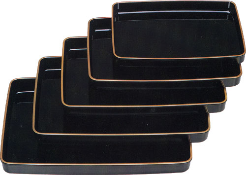 Wooden certificate tray with gold border, cashew coating, shakuhachi