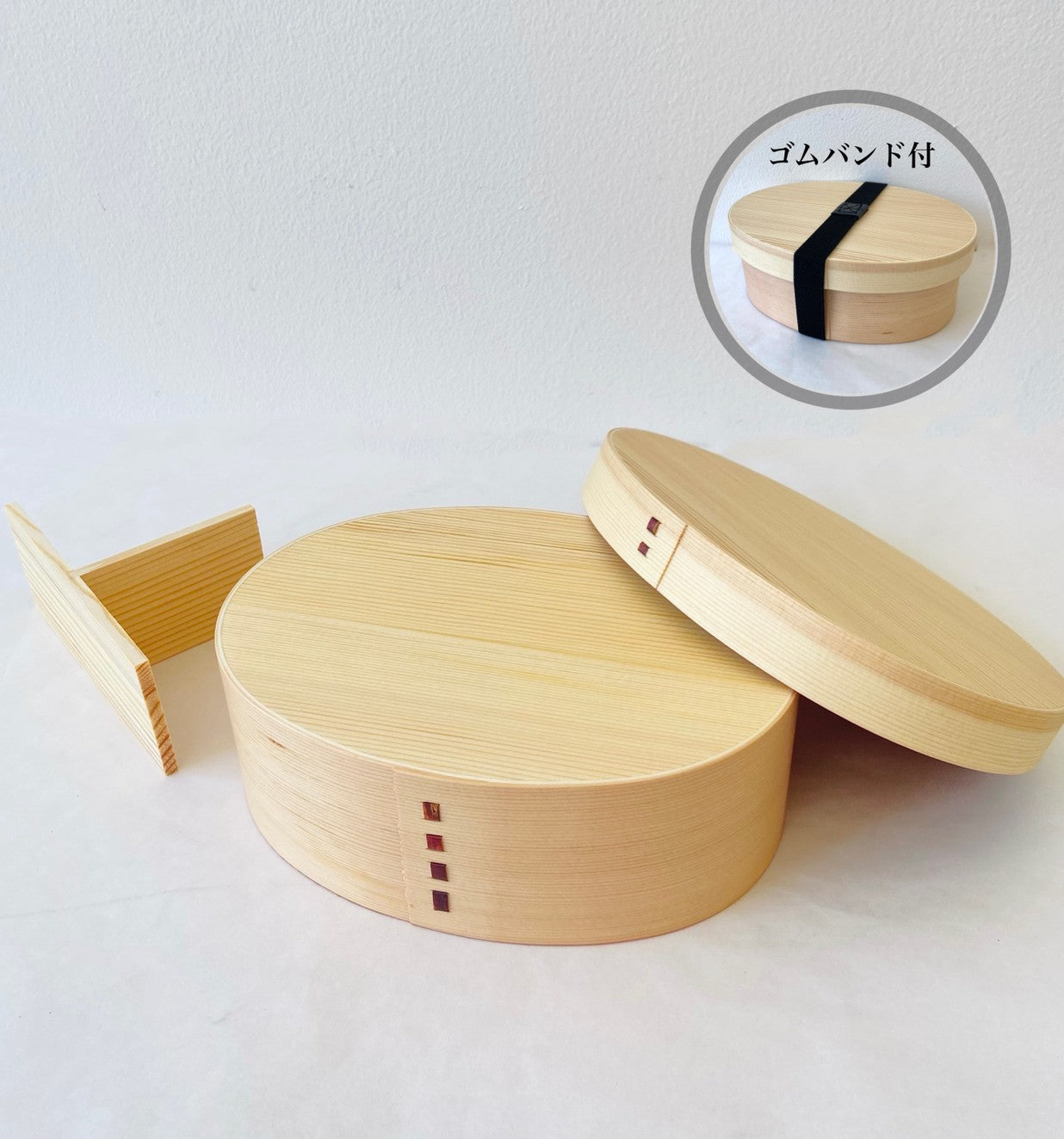 Kishu -KISHU- Magewappa lunch box, red interior, plain wood