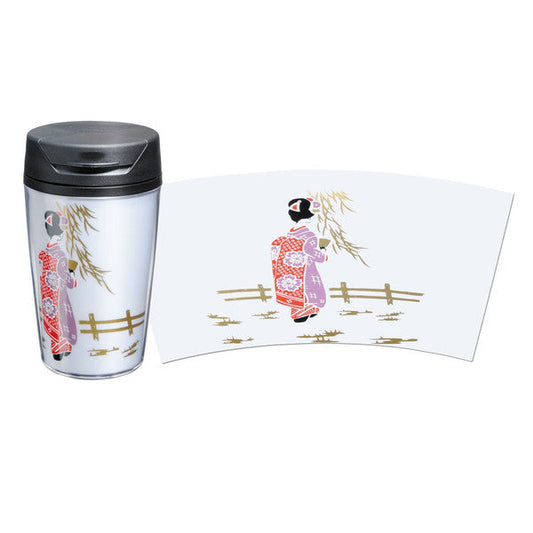 莳绘玻璃杯 白色 350ml 舞妓