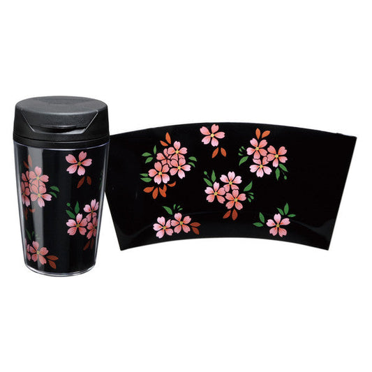 莳绘玻璃杯 黑色 350ml 樱花