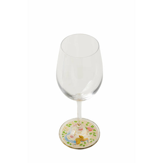 漆器莳绘红酒杯 - 边缘鸟(白色)