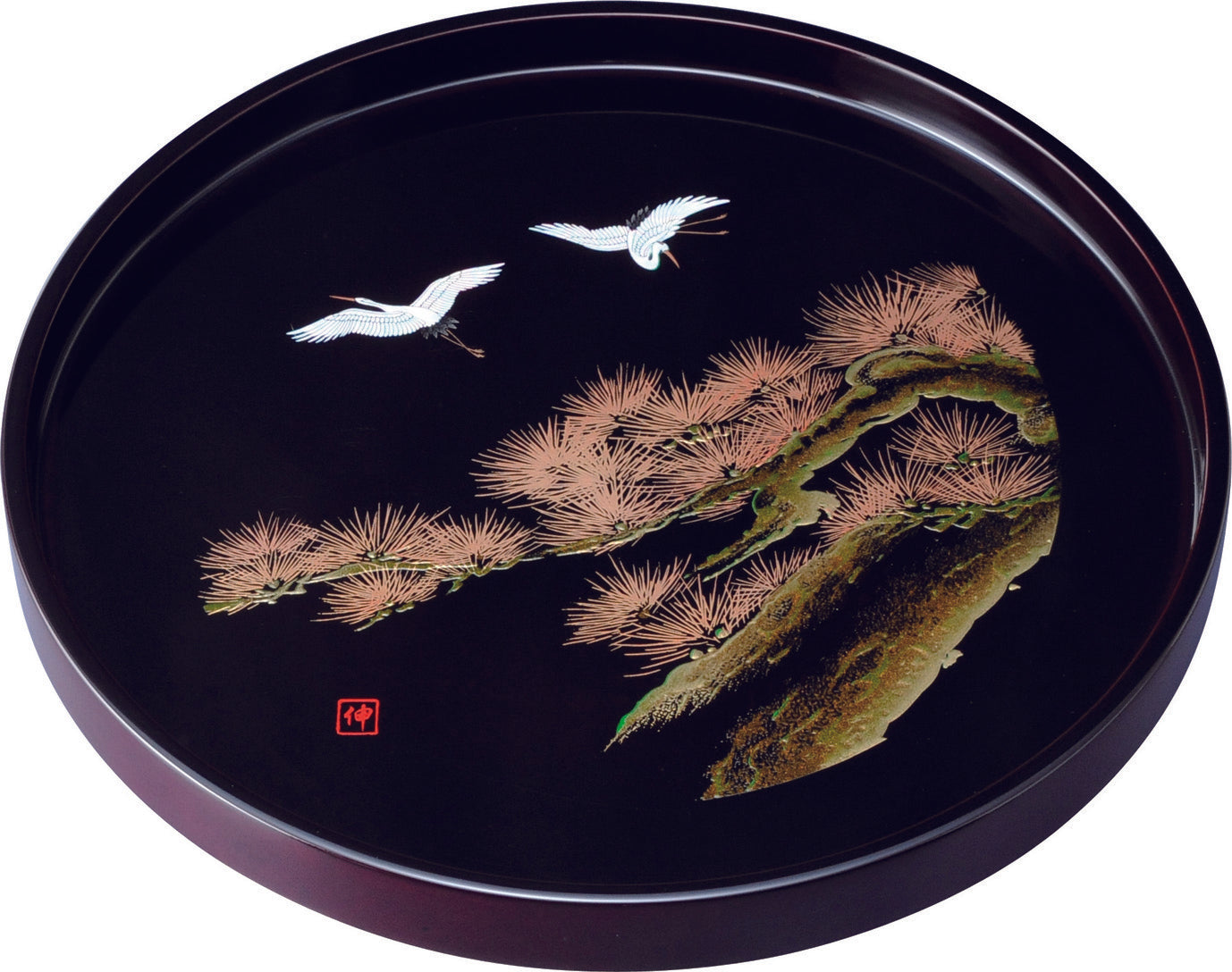 Wooden round tray Shaku Tame Hisho 30cm