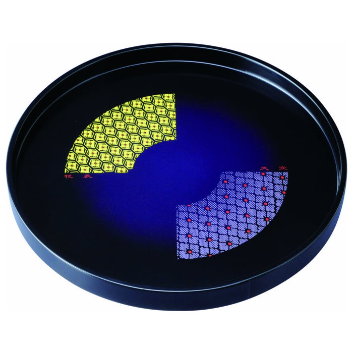 Wooden round tray, 30cm, black, Sky Flower Robe