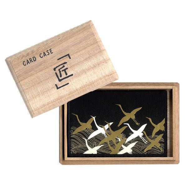 Maki-e Omelette-shaped Card Case (Business Card Holder) Waves and Cranes