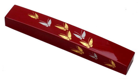 Lacquerware Long Paperweight Vermilion Butterfly